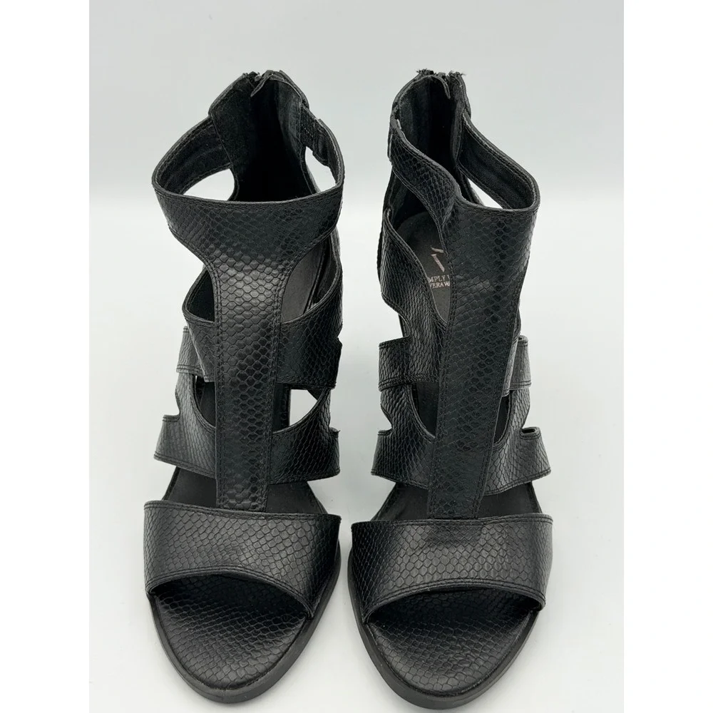 Simply Vera Vera Wang Y2K Style Black Strappy Heels Ankle Sandals Women's 10